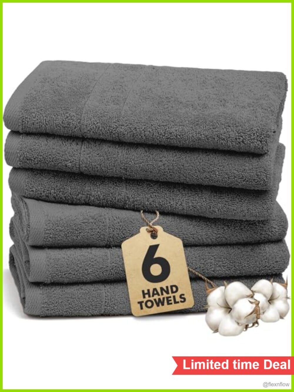 Ring Spun Cotton Hand Towels Set of 6 – 550 GSM Soft Absorbent 34x20in Quick Dry